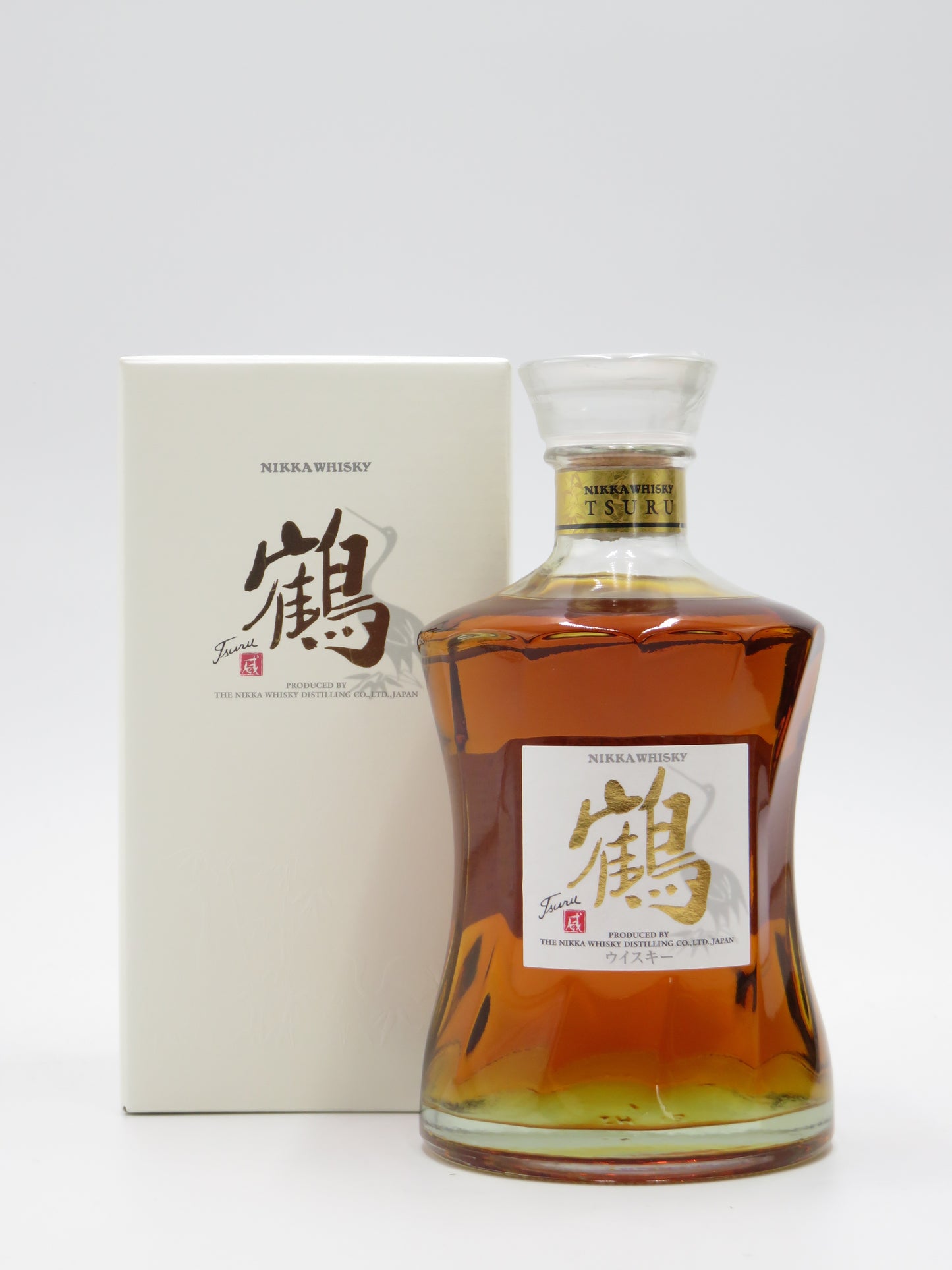【レトロ:ゴールド文字】ニッカウヰスキー 鶴 透明瓶 43度 700ml (箱有)