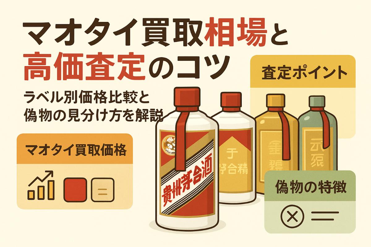お酒買取でマオタイの高価査定と相場動向｜偽物見分け方やラベル別価格比較も解説