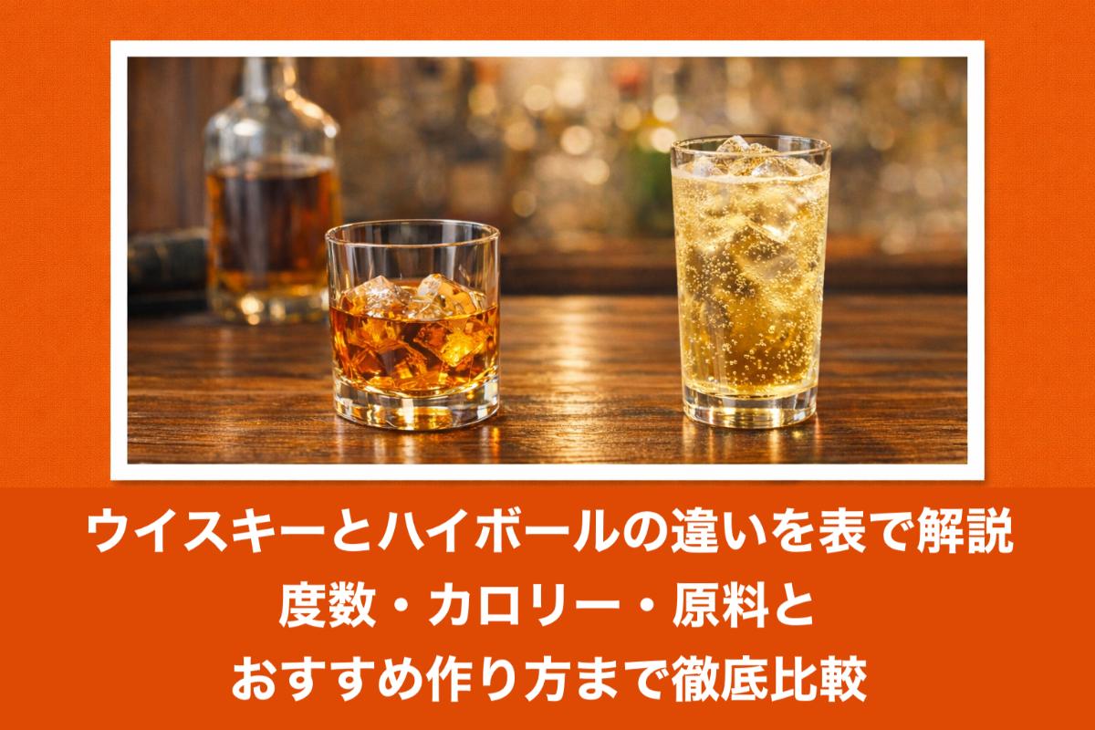 ウイスキーとハイボールの違いを表で解説｜度数・カロリー・原料とおすすめ作り方まで徹底比較